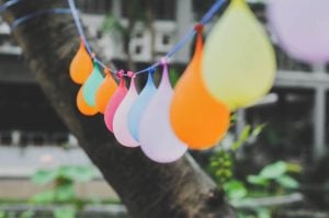 Party balloons in different colors.