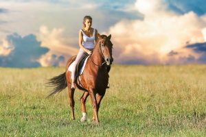 Moving to Davie-a woman riding a horse.