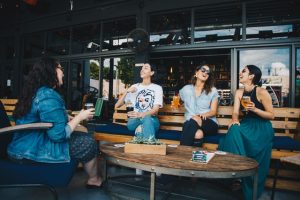Friends having fun in a bar