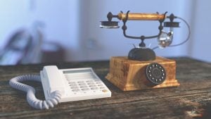 Two phones on a desk