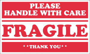 A sign that says handle with care fragile